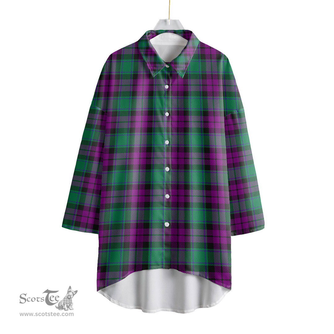 ScotsTee Shop Scottish MacArthur Milton Clan Tartan Womens Elbow Sleeve Chiffon Shirt
