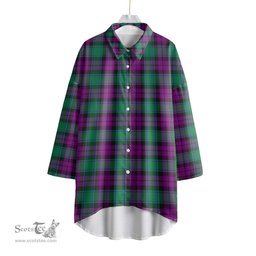 ScotsTee Shop Scottish MacArthur Milton Clan Tartan Womens Elbow Sleeve Chiffon Shirt