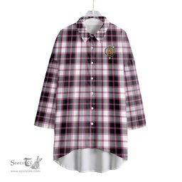 ScotsTee Shop Scottish MacPherson Hunting Modern Clan Crest Tartan Womens Elbow Sleeve Chiffon Shirt