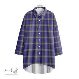 ScotsTee Shop Scottish Kinnaird Clan Tartan Womens Elbow Sleeve Chiffon Shirt