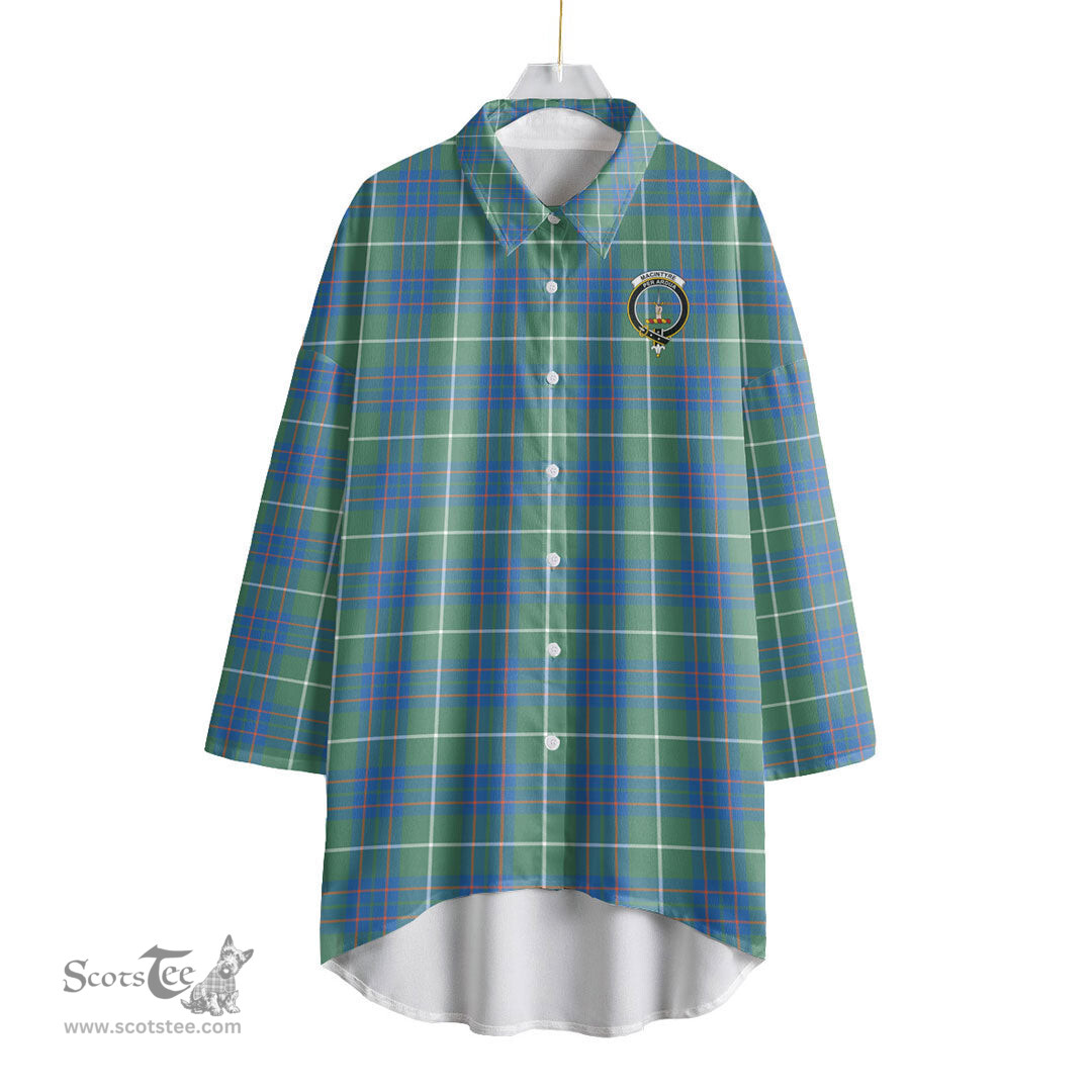 ScotsTee Shop Scottish MacIntyre Hunting Ancient Clan Crest Tartan Womens Elbow Sleeve Chiffon Shirt