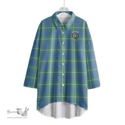 ScotsTee Shop Scottish MacIntyre Hunting Ancient Clan Crest Tartan Womens Elbow Sleeve Chiffon Shirt
