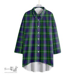 ScotsTee Shop Scottish MacIntyre Hunting Modern Clan Tartan Womens Elbow Sleeve Chiffon Shirt