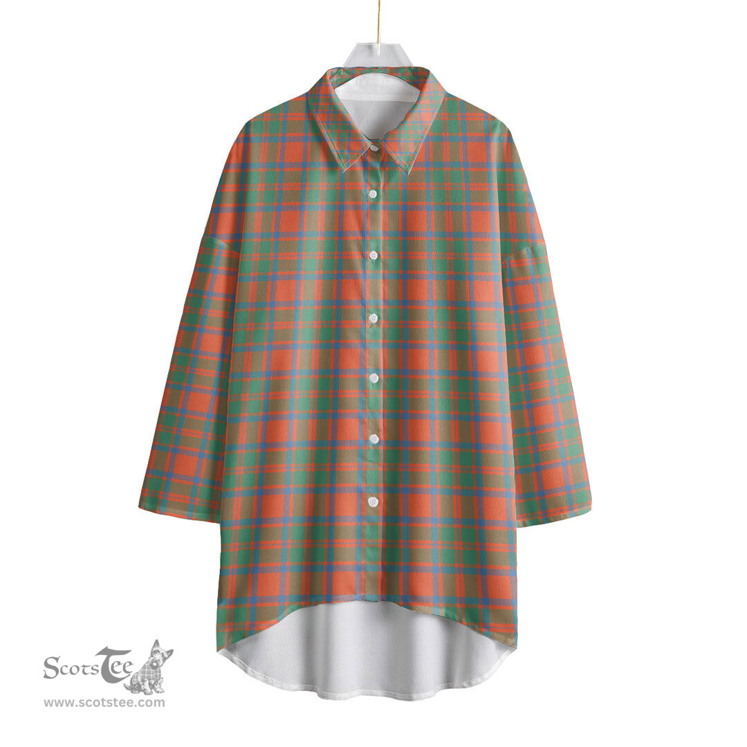 ScotsTee Shop Scottish MacKintosh Ancient Clan Tartan Womens Elbow Sleeve Chiffon Shirt
