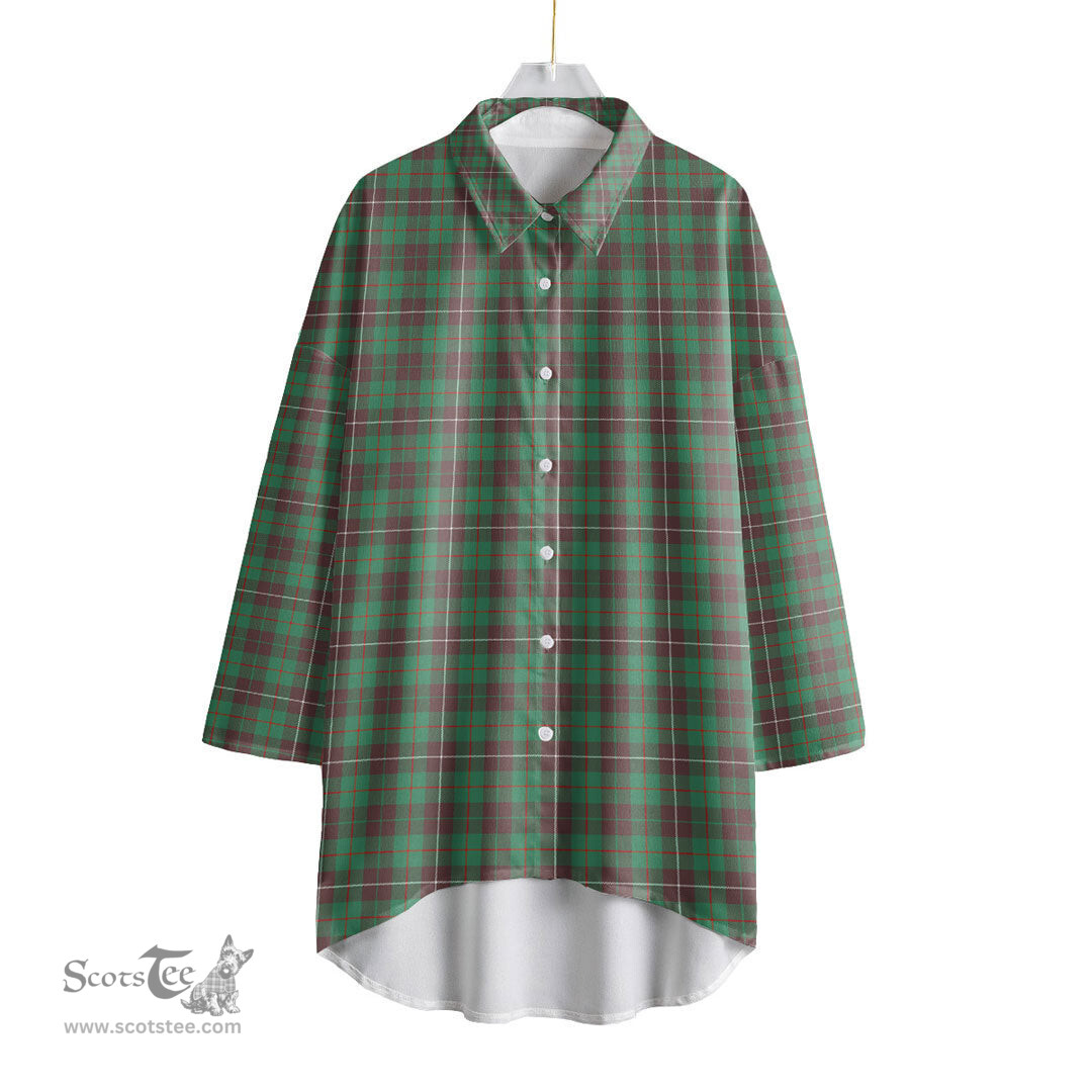 ScotsTee Shop Scottish MacKinnon Hunting Ancient Clan Tartan Womens Elbow Sleeve Chiffon Shirt