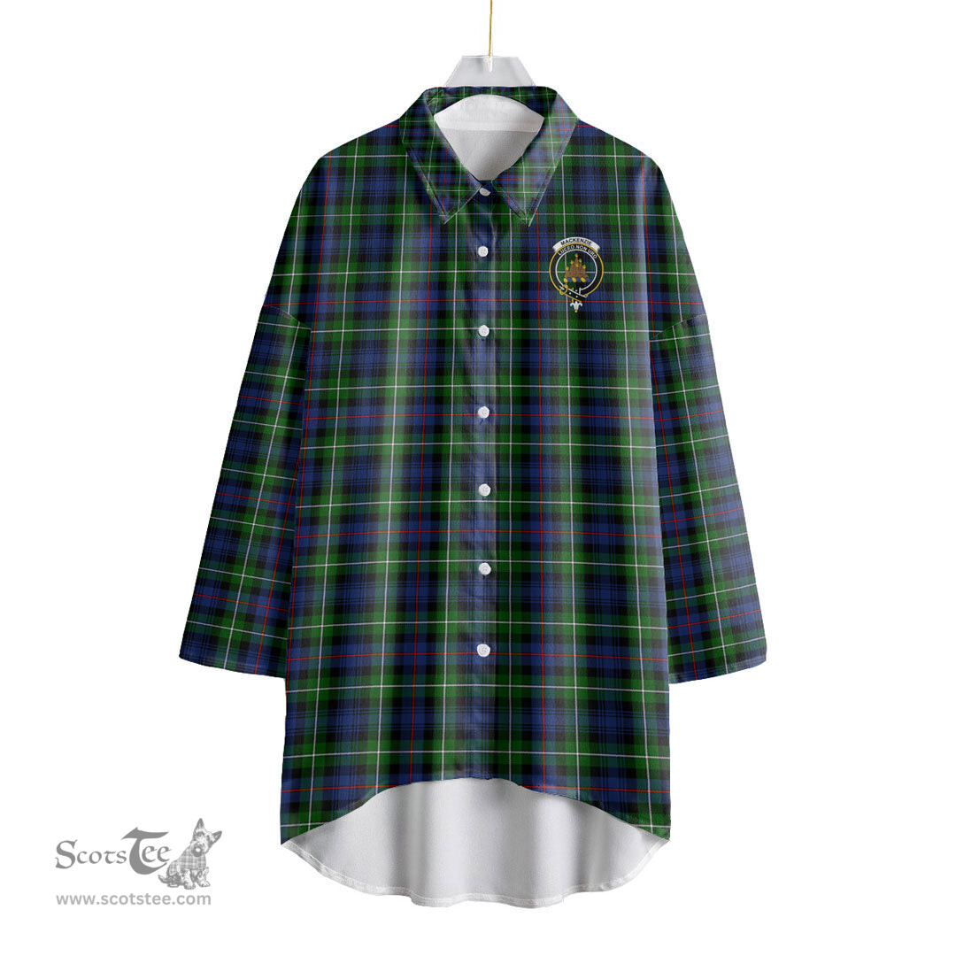 ScotsTee Shop Scottish MacKenzie Modern Clan Crest Tartan Womens Elbow Sleeve Chiffon Shirt