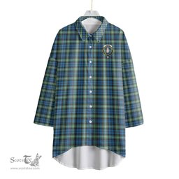 ScotsTee Shop Scottish Lamont Ancient Clan Crest Tartan Womens Elbow Sleeve Chiffon Shirt
