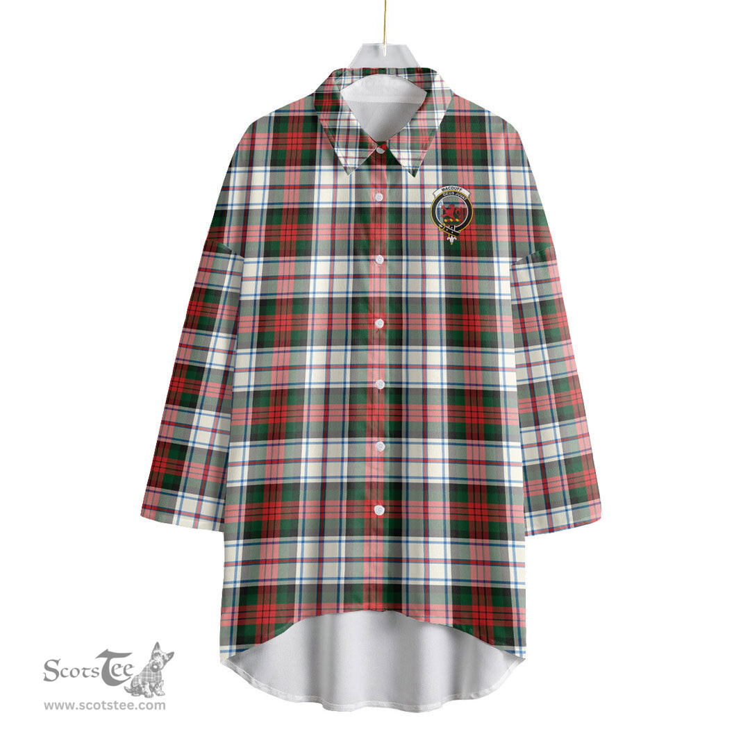 ScotsTee Shop Scottish MacDuff Dress Modern Clan Crest Tartan Womens Elbow Sleeve Chiffon Shirt