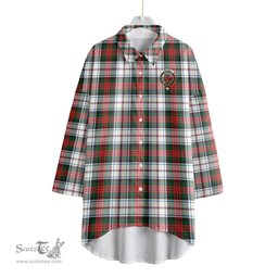 ScotsTee Shop Scottish MacDuff Dress Modern Clan Crest Tartan Womens Elbow Sleeve Chiffon Shirt