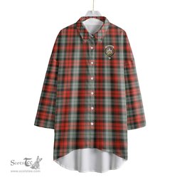 ScotsTee Shop Scottish MacLachlan Weathered Clan Crest Tartan Womens Elbow Sleeve Chiffon Shirt