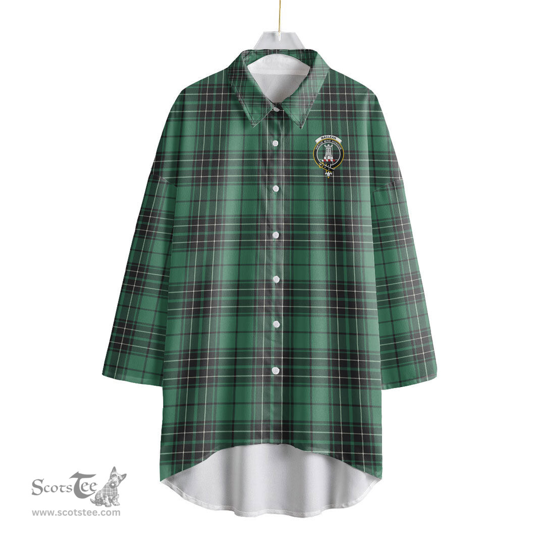ScotsTee Shop Scottish MacLean Hunting Ancient Clan Crest Tartan Womens Elbow Sleeve Chiffon Shirt