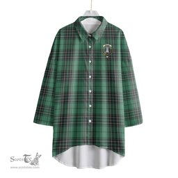 ScotsTee Shop Scottish MacLean Hunting Ancient Clan Crest Tartan Womens Elbow Sleeve Chiffon Shirt