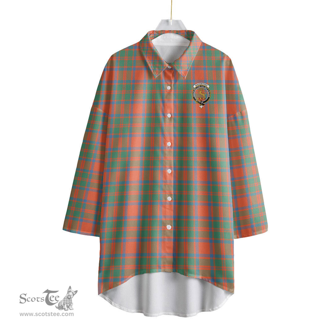 ScotsTee Shop Scottish MacKintosh Ancient Clan Crest Tartan Womens Elbow Sleeve Chiffon Shirt
