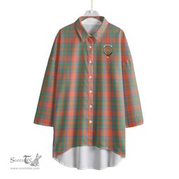 ScotsTee Shop Scottish MacKintosh Ancient Clan Crest Tartan Womens Elbow Sleeve Chiffon Shirt