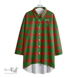 ScotsTee Shop Scottish Middleton Modern Clan Crest Tartan Womens Elbow Sleeve Chiffon Shirt