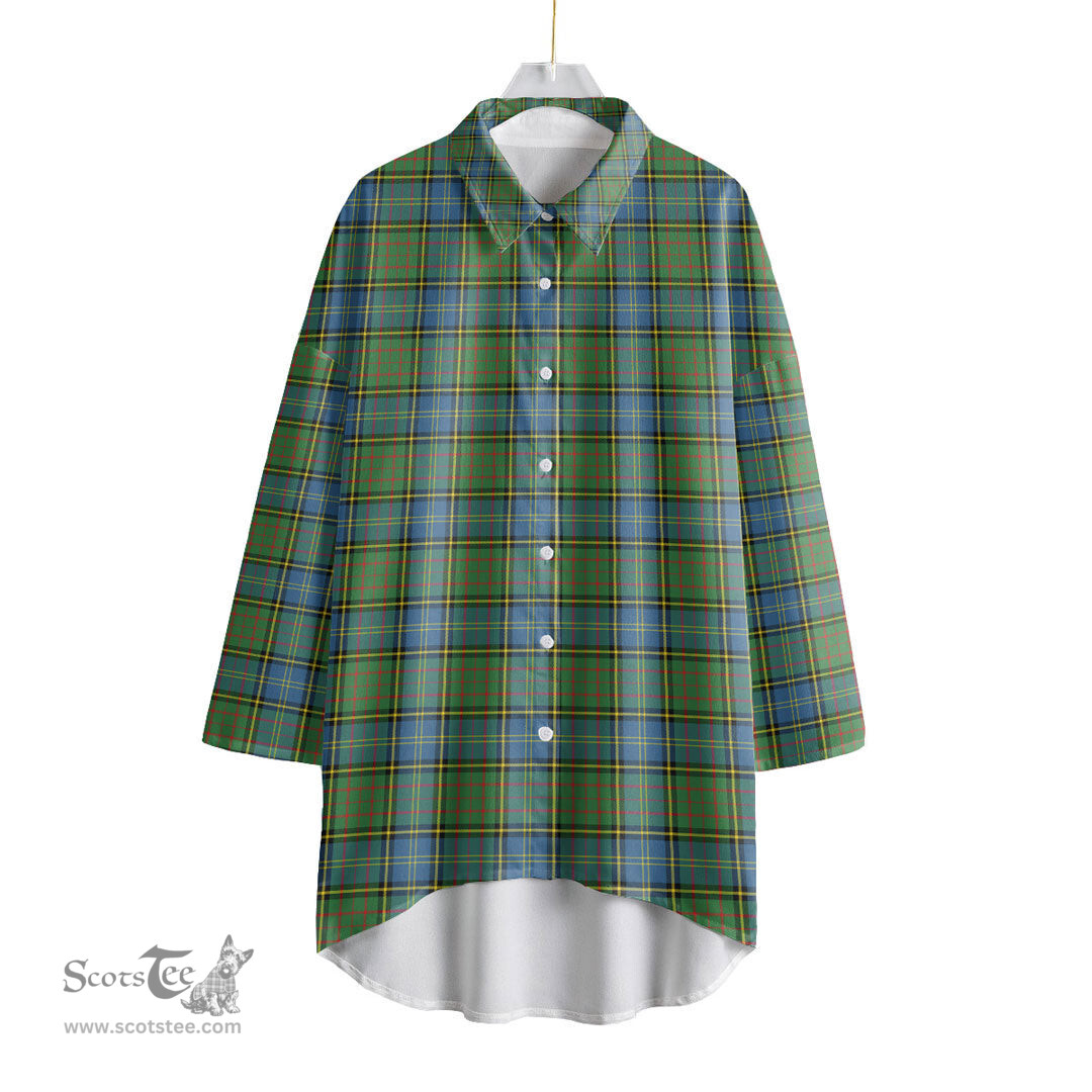 ScotsTee Shop Scottish MacMillan Hunting Ancient Clan Tartan Womens Elbow Sleeve Chiffon Shirt