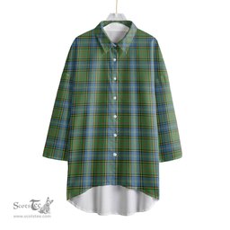 ScotsTee Shop Scottish MacMillan Hunting Ancient Clan Tartan Womens Elbow Sleeve Chiffon Shirt