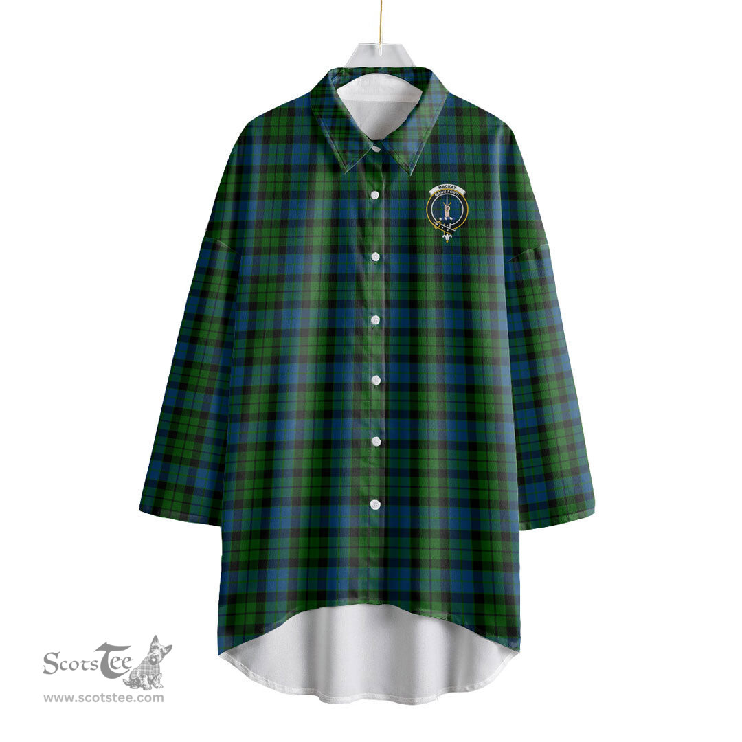 ScotsTee Shop Scottish MacKay Modern Clan Crest Tartan Womens Elbow Sleeve Chiffon Shirt