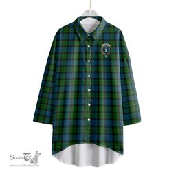 ScotsTee Shop Scottish MacKay Modern Clan Crest Tartan Womens Elbow Sleeve Chiffon Shirt