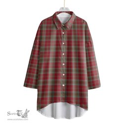 ScotsTee Shop Scottish Lindsay Weathered Clan Tartan Womens Elbow Sleeve Chiffon Shirt
