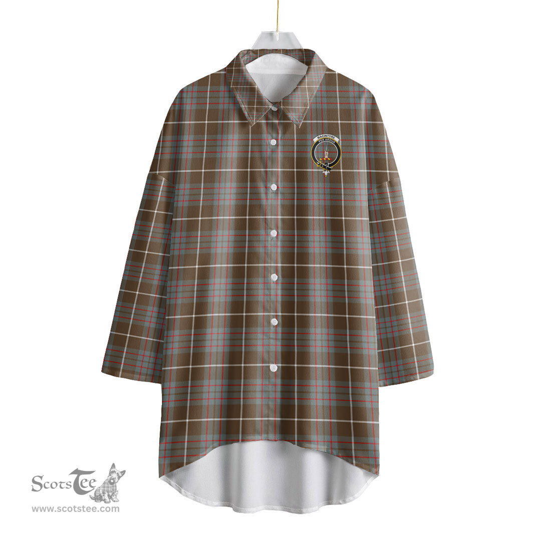 ScotsTee Shop Scottish MacIntyre Hunting Weathered Clan Crest Tartan Womens Elbow Sleeve Chiffon Shirt