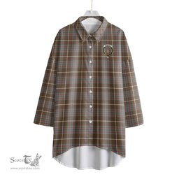 ScotsTee Shop Scottish MacIntyre Hunting Weathered Clan Crest Tartan Womens Elbow Sleeve Chiffon Shirt