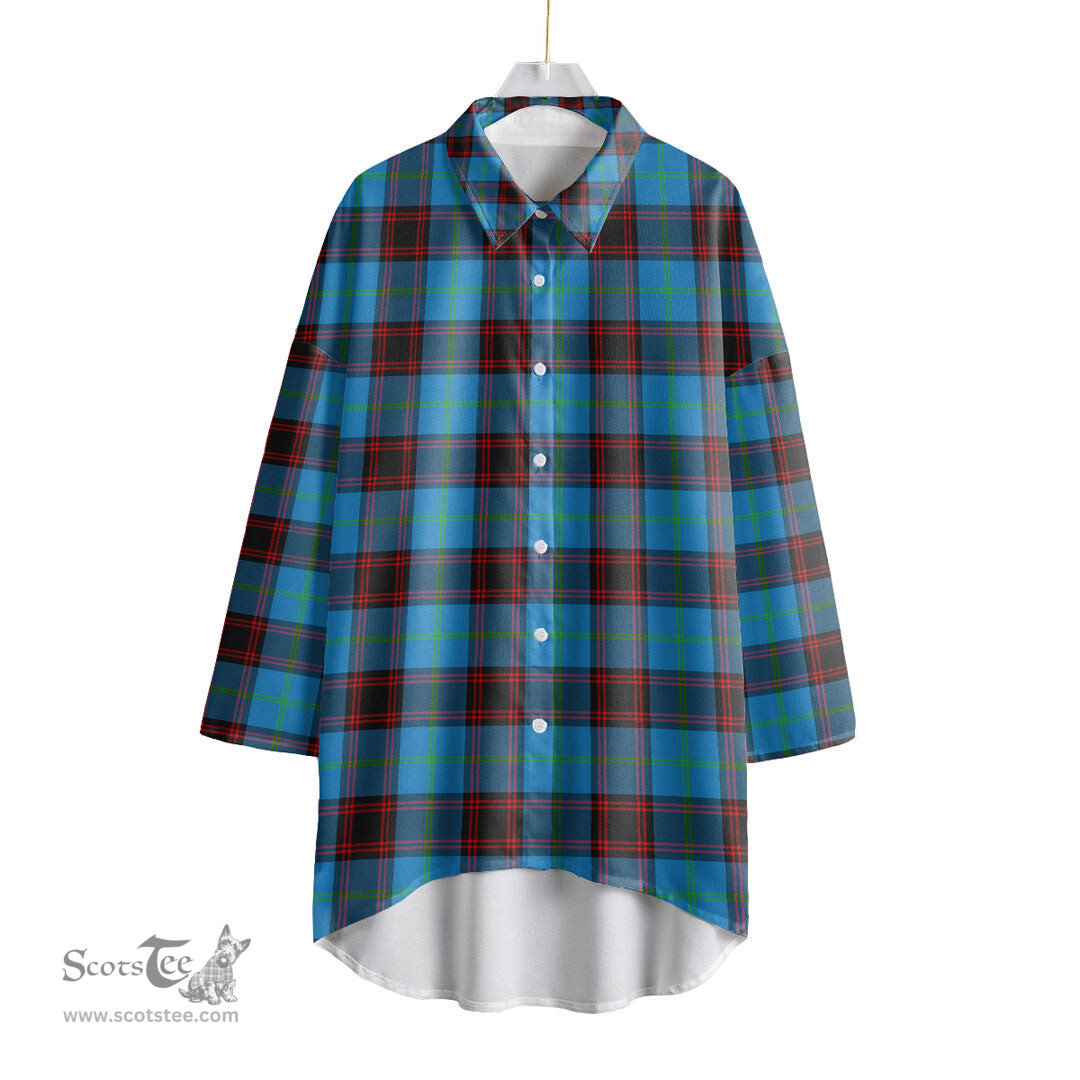 ScotsTee Shop Scottish Home Ancient Clan Tartan Womens Elbow Sleeve Chiffon Shirt