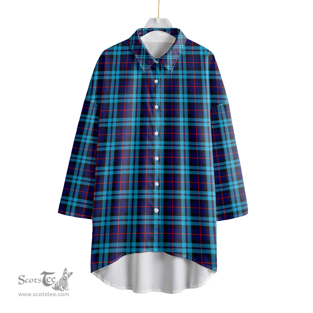 ScotsTee Shop Scottish McCorquodale Clan Tartan Womens Elbow Sleeve Chiffon Shirt