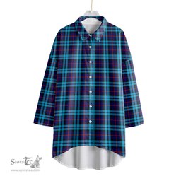 ScotsTee Shop Scottish McCorquodale Clan Tartan Womens Elbow Sleeve Chiffon Shirt