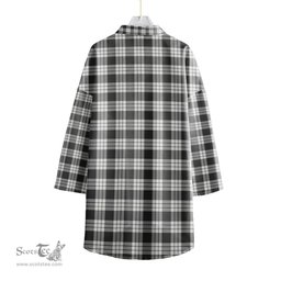 ScotsTee Shop Scottish MacFarlane Black White Ancient Clan Tartan Womens Elbow Sleeve Chiffon Shirt