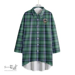 ScotsTee Shop Scottish MacDonald of the Isles Hunting Ancient Clan Crest Tartan Womens Elbow Sleeve Chiffon Shirt