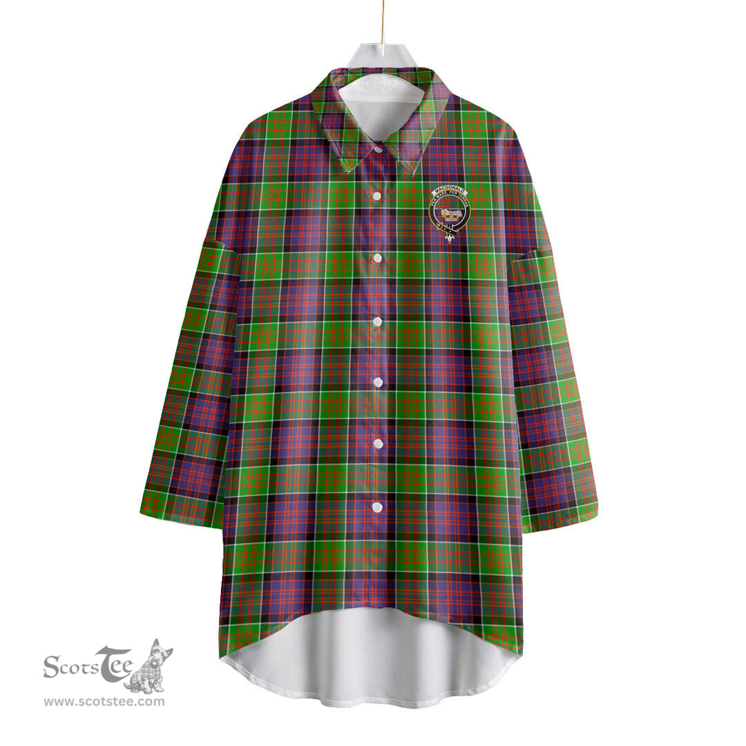 ScotsTee Shop Scottish MacDonald of Clanranald Clan Crest Tartan Womens Elbow Sleeve Chiffon Shirt