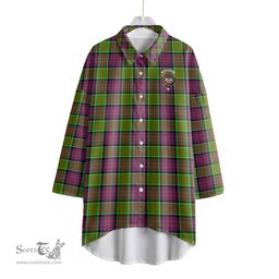 ScotsTee Shop Scottish MacDonald of Clanranald Clan Crest Tartan Womens Elbow Sleeve Chiffon Shirt