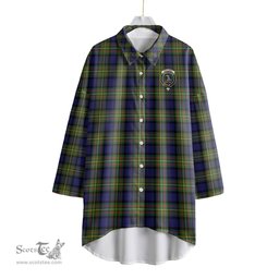 ScotsTee Shop Scottish MacLaren Modern Clan Crest Tartan Womens Elbow Sleeve Chiffon Shirt