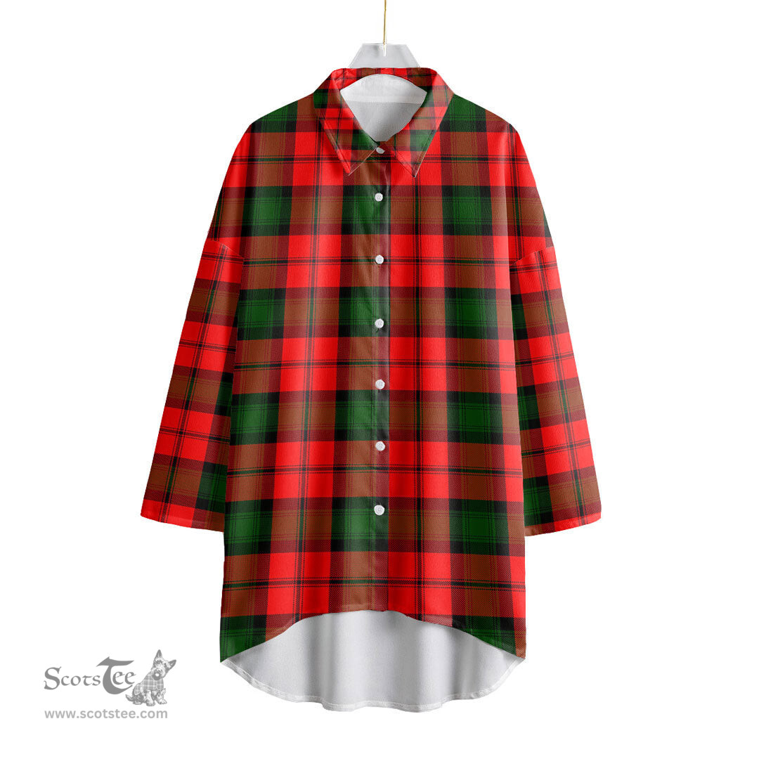 ScotsTee Shop Scottish Kerr Modern Clan Tartan Womens Elbow Sleeve Chiffon Shirt