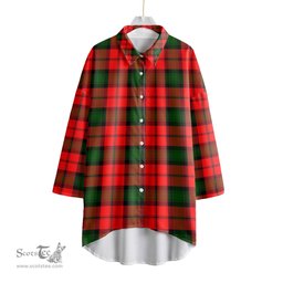 ScotsTee Shop Scottish Kerr Modern Clan Tartan Womens Elbow Sleeve Chiffon Shirt