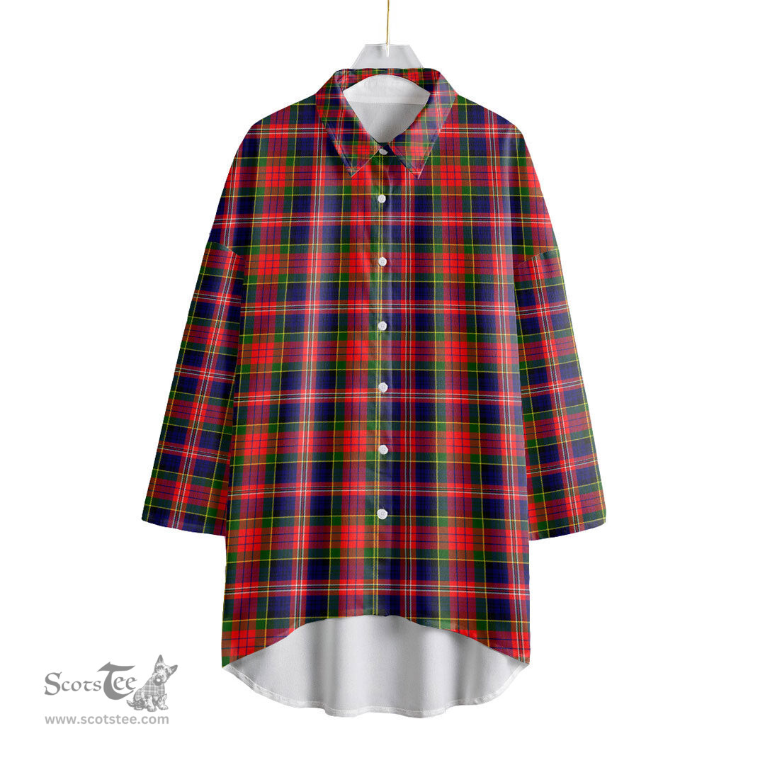 ScotsTee Shop Scottish MacPherson Modern Clan Tartan Womens Elbow Sleeve Chiffon Shirt