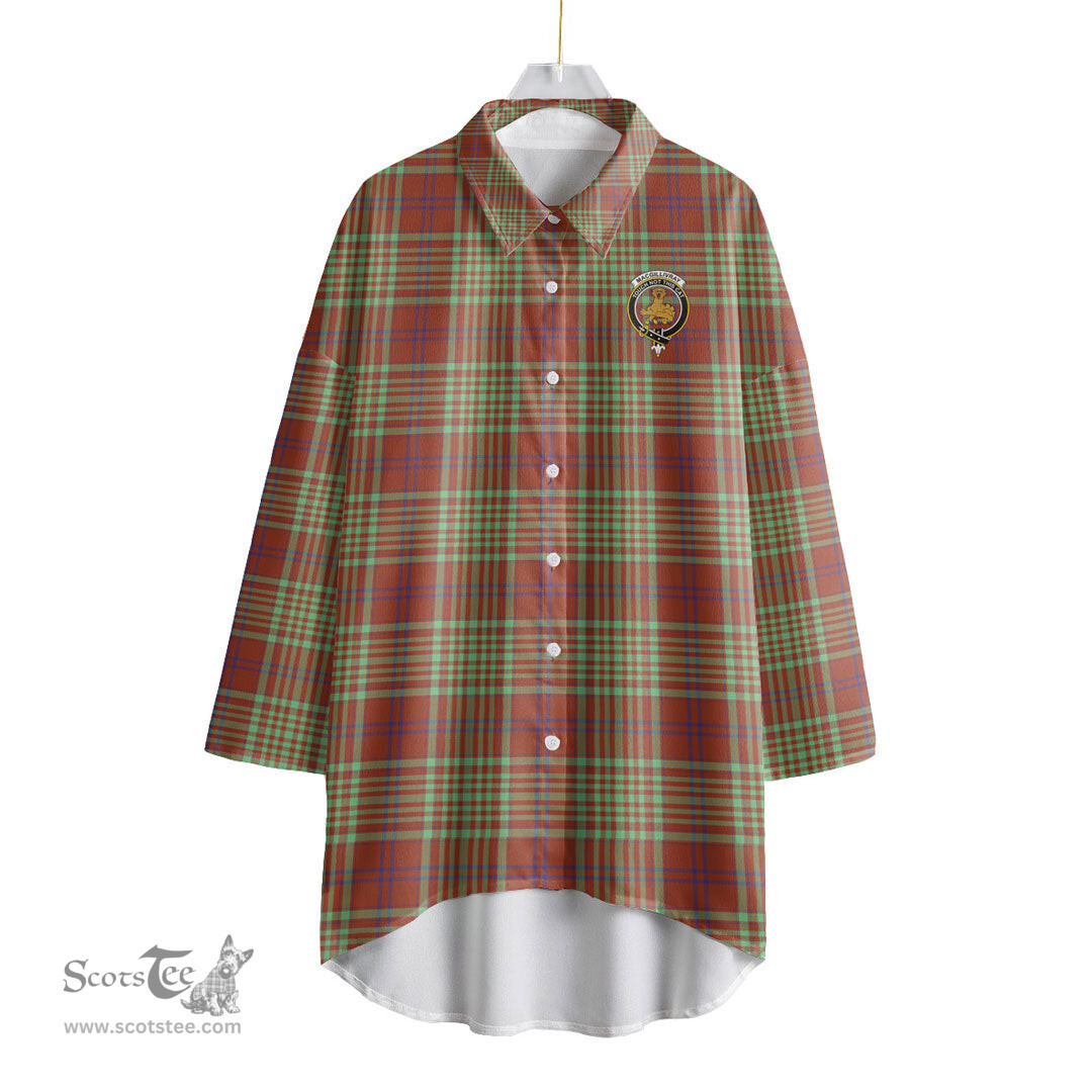 ScotsTee Shop Scottish MacGillivray Hunting Ancient Clan Crest Tartan Womens Elbow Sleeve Chiffon Shirt