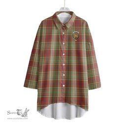 ScotsTee Shop Scottish MacGillivray Hunting Ancient Clan Crest Tartan Womens Elbow Sleeve Chiffon Shirt