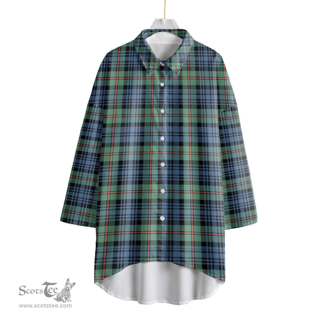 ScotsTee Shop Scottish MacKinlay Ancient Clan Tartan Womens Elbow Sleeve Chiffon Shirt