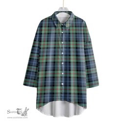 ScotsTee Shop Scottish MacKinlay Ancient Clan Tartan Womens Elbow Sleeve Chiffon Shirt