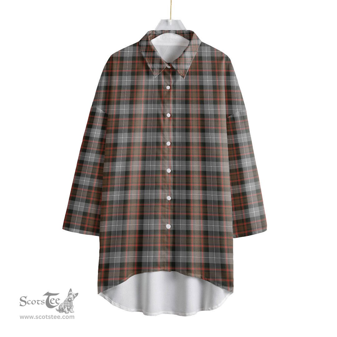 ScotsTee Shop Scottish MacRae Hunting Weathered Clan Tartan Womens Elbow Sleeve Chiffon Shirt