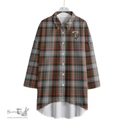 ScotsTee Shop Scottish MacRae Hunting Weathered Clan Crest Tartan Womens Elbow Sleeve Chiffon Shirt