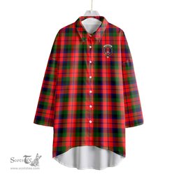 ScotsTee Shop Scottish MacNaughton Modern Clan Crest Tartan Womens Elbow Sleeve Chiffon Shirt
