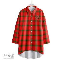 ScotsTee Shop Scottish MacDonald of Sleat Clan Crest Tartan Womens Elbow Sleeve Chiffon Shirt