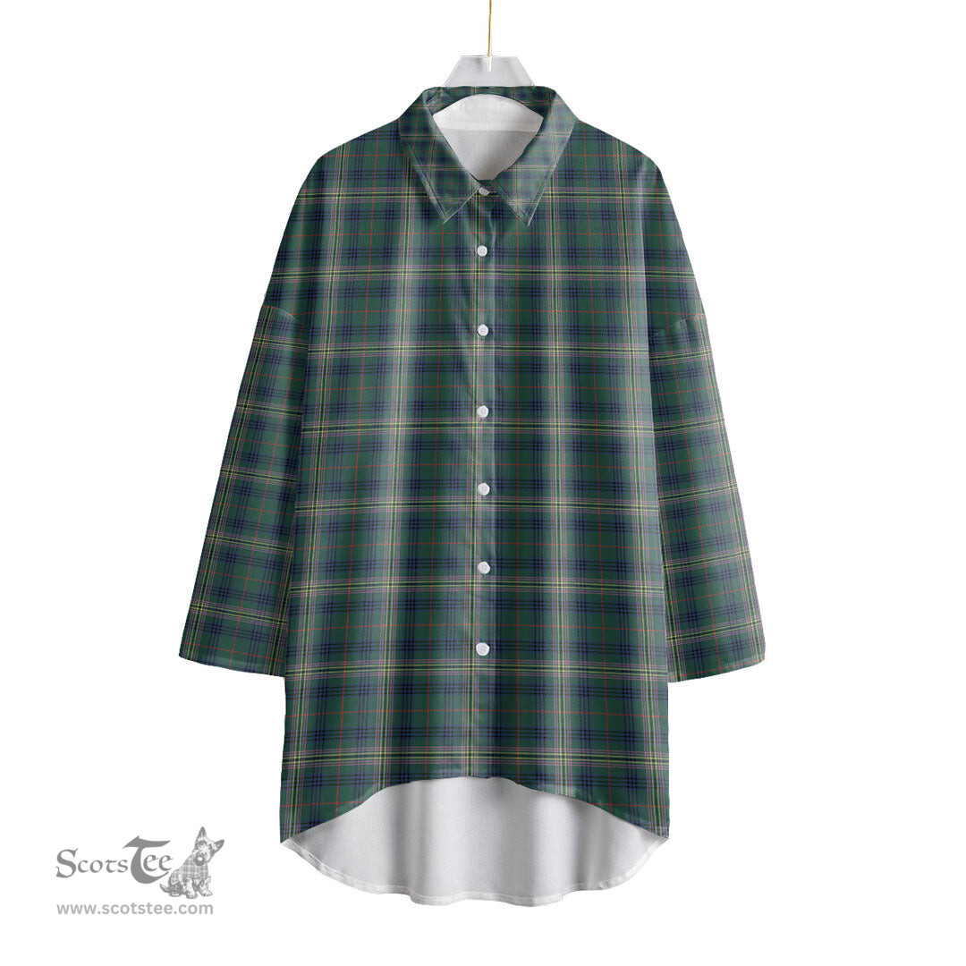 ScotsTee Shop Scottish Kennedy Modern Clan Tartan Womens Elbow Sleeve Chiffon Shirt