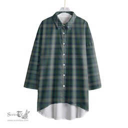 ScotsTee Shop Scottish Kennedy Modern Clan Tartan Womens Elbow Sleeve Chiffon Shirt