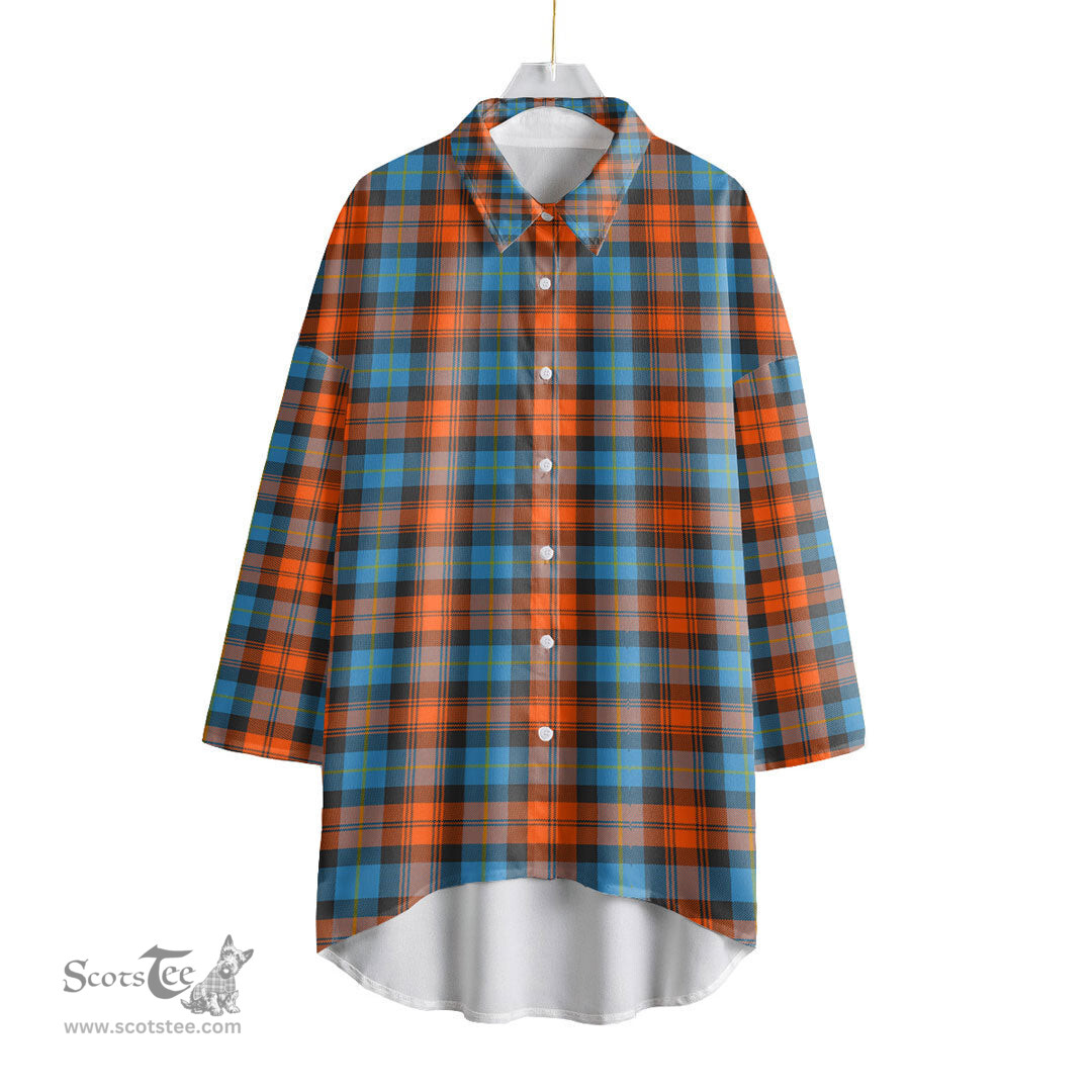 ScotsTee Shop Scottish MacLachlan Ancient Clan Tartan Womens Elbow Sleeve Chiffon Shirt