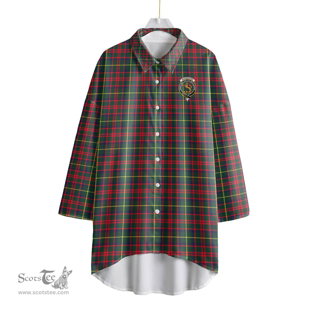 ScotsTee Shop Scottish MacKintosh Hunting Modern Clan Crest Tartan Womens Elbow Sleeve Chiffon Shirt