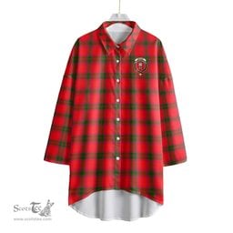 ScotsTee Shop Scottish MacNab Modern Clan Crest Tartan Womens Elbow Sleeve Chiffon Shirt